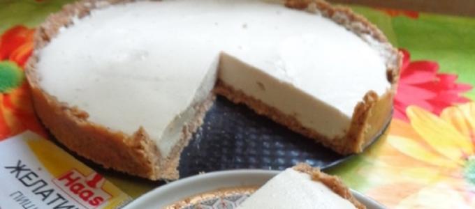 Cheesecake with gelatin: homemade recipe Cheesecake made from cottage cheese, cookies and gelatin