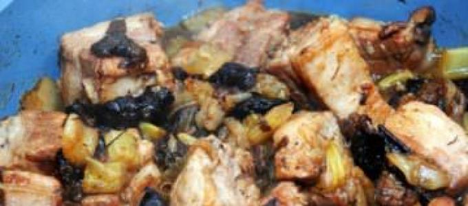 Recipes for pork ribs with prunes Pork ribs with prunes recipe